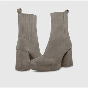 Blondo Waterproof Gray Heeled Ankle Boots